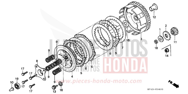 EMBRAYAGE de CR80R "Grandes Roues" FLASH RED (R119) de 1985